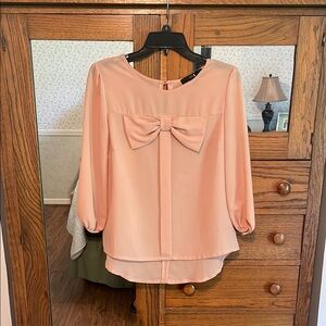 Forever 21 Rose Colored Bow Front Blouse